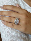 4ct Radiant Cut VVS1D Diamond Engagement Ring Three Stone 14k White Gold Finish