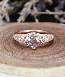 1.2ct Round Cut Diamond Engagement Ring 14k Rose Gold Finish Accents Solitaire