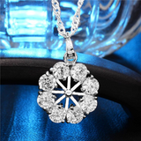 3Ct Round Cut VVS1/D Diamond Floral Wheel Pendant 14K White Gold Finish NO CHAIN