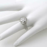 2ct Round Cut VVS1D Diamond Engagement Ring Flower Design 14k White Gold Finish