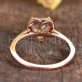 1ct Heart Cut Simulated Peach Morganite Halo Engagement Ring 14k RoseGold Plated