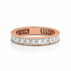 4Ct Baguette Cut Diamond Eternity Stylish Wedding Band Ring 14K Rose Gold Finish