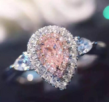 4Ct Pear Cut Pink Sapphire Diamond Dual Halo Engagement Ring 14K White Gold Over