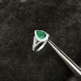 2ct Pear Cut Green Emerald Halo Split Shank Engagement Ring 14k White Gold Over