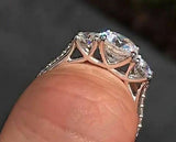 2.5Ct Cushion Cut Diamond Engagement Ring 14K White Gold Finish Round Accents