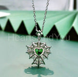 2ct Heart Cut Simulated Emerald Cluster Halo Pendant Chain 14k White Gold Plated