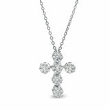 3ct Diamond Pendant with Chain Round Cut Brilliant Cluster 14k White Gold Finish