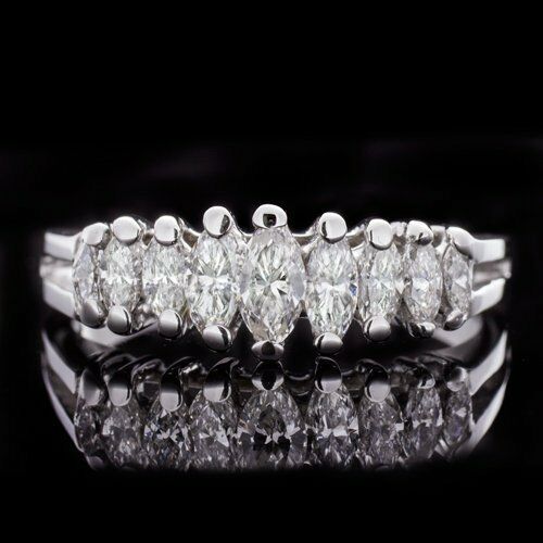 5Ct Marquise Cut Diamond Art Deco Unique Engagement Ring 14K White Gold Finish