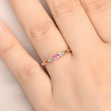 1ct Baguette Cut Pink Ruby Engagement Ring Petite Minimalist 14k RoseGold Finish