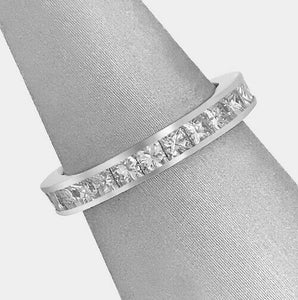 3Ct Princess Cut Diamond Channel Set Eternity Wedding Band 18K White Gold Finish