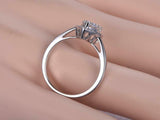 1.2ct Heart Cut Diamond Engagement Ring 14k White Gold Finish Halo Heart Shape