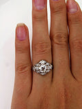 3Ct Round Diamond Vintage Art Deco Filigree Engagement Ring 14K White Gold Over