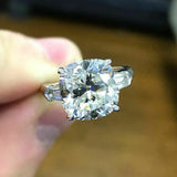 2.5Ct Cushion Cut Diamond Baguette Accents Engagement Ring 14K White Gold Finish