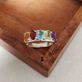 2.5ct Wedding Ring Band Oval Cut Multi Color Five Stone 14k White Gold Finish