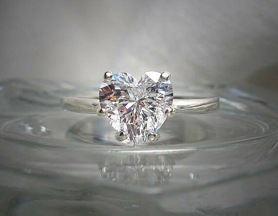 1ct Heart Cut Diamond For Love Solitaire Engagement Ring 14k White Gold Finish