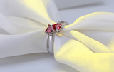 1.5ct Heart Cut Red Garnet Engagement Ring 14k White Gold Finish Prong Solitaire