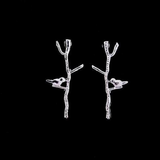 Cute Lovely Bird on Twig Tree Branch Women Stud Earrings 14k White Gold Finish