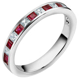 2ct Princess Cut Pink Ruby Wedding Band Ring Half Eternity 14k White Gold Finish