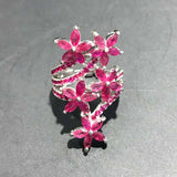 4ct Marquise Cut Ruby Engagement Ring Flower Bouquet Cocktail 14k WhiteGold Over