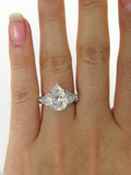 6Ct Pear Cut Diamond Trillion Round Accents Trilogy Ring 14K White Gold Finish