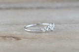 1.6ct Baguette Cut Diamond Cluster Minimalist Engagement Ring 14k WhiteGold Over