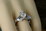 1.1ct Heart Cut Diamond Claddagh Design Engagement Ring 14k White Gold Finish