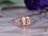 2ct Cushion Cut Morganite Engagement Ring Art Deco Milgrain 14k Rose Gold Finish