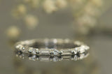 3Ct Round Baguette Diamonds Minimalist Eternity Wedding Band 14K White Gold Over