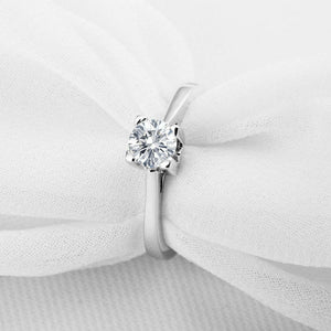 1ct Round Cut Diamond Engagement Ring 4 Prong Solitaire 14k White Gold Finish