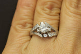 1.5ct Round Cut VVS1D Diamond Engagement Ring 14k White Gold Finish Split Shank