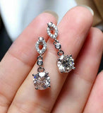 1.5ct Drop Earrings Round Cut Diamond Stylish Dangling 14k White Gold Finish