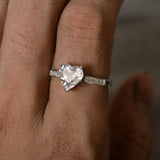 Accents Solitaire Engagement Ring 2ct Heart Cut Diamond 14k White Gold Finish