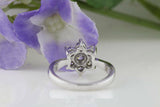 Large Cluster Flower Engagement Ring 1ct Round Cut Diamond 14k White Gold Finish