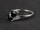 2ct Engagement Ring Trillion Cut Black Diamond Bypass Style 14k WhiteGold Finish