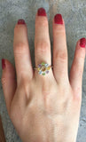 2.8ct Round Cut Yellow Citrine Cluster Floral Engagement Ring 14k WhiteGold Over