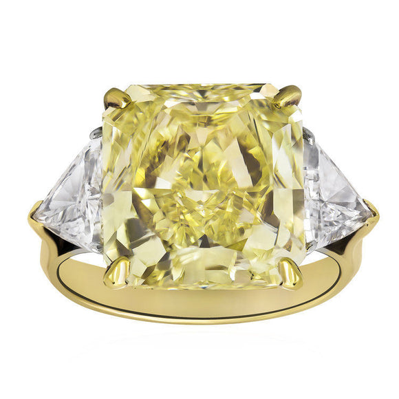 4ct Radiant Cut Yellow Sapphire Trilogy Gatsby Engagement Ring 14k Yellow Finish