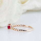 0.5ct Round Pink Ruby Engagement Ring Wire Mesh Band Solitaire 14k RoseGold Over