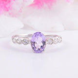 2ct Oval Cut Purple Amethyst Engagement Ring Diamond Accents 14k White Gold Over