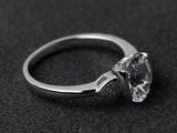 3ct Engagement Ring Oval Cut Diamond Petite Solitaire Design 14k White Gold Over