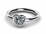 1ct Heart Cut Diamond Heart Love Solitaire Engagement Ring 14k White Gold Finish