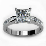 1.8ct Princess Cut VVS1D Diamond Accent Engagement Ring 14k White Gold Finish