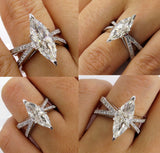 5Ct Marquise Cut Diamond Reverse Split Shank Engagement Ring 14K White Gold Over