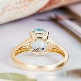 2.2ct Oval Cut Blue Aquamarine Solitaire Ring 14k Yellow Gold Over Round Accents