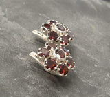 2.5ct Stud Earrings Round Cut Red Garnet Floral Cluster 14k White Gold Finish