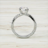 1.6ct Round Cut Diamond Engagement Ring Cross Split Shank 14k White Gold Finish