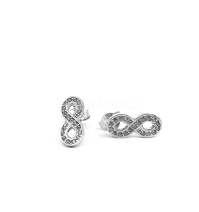 0.2ct Round Cut Moissanite Infinity Design Stud Earrings 14k White Gold Plated