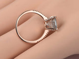 1ct Cushion Cut Blue Aquamarine Solitaire Engagement Ring 14k Rose Gold Finish