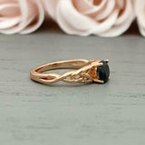 1.2ct Engagement Ring Round Black Diamond Infinity Solitaire 14k Rose Gold Over