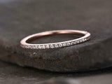 1ct Wedding Ring Band Round Cut Diamond Full Eternity Design 14k Rose Gold Over