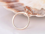 1.2ct Pear Cut Peach Morganite Halo Solitaire Engagement Ring 14k Rose Gold Over